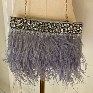 Feather & Rhinestone Embellished Evening Bag